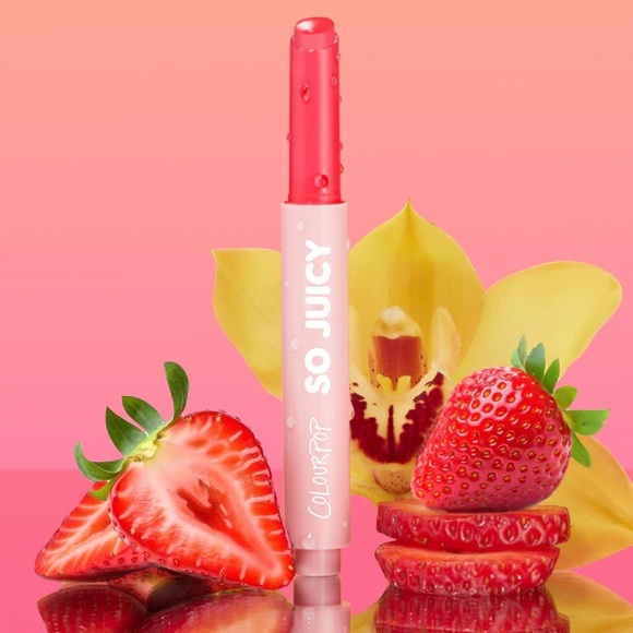 Colourpop So Juicy Plumping Gloss Balm in Delulu Strawberry Pink Glossy Balm - Picture 1 of 9